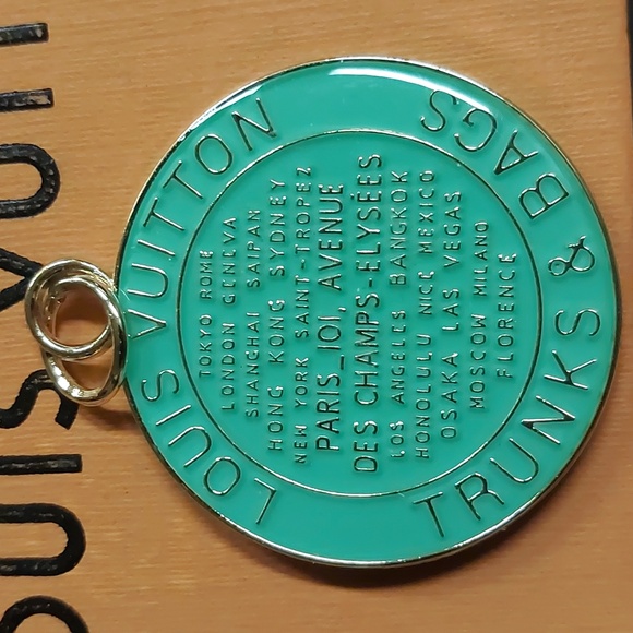 LV Mint Green and Gold Double Sided Medallion Charm Pendant - Picture 2 of 2